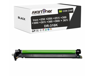 Compatible Develop Ineo +250, +250i, +251i, +300, +300i, +301i, +360, +360i, +361i Negro Tambor de Imagen DR316K / AAV71RH (Drum)
