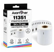 Compatible DYMO 11351 54mm x 11mm 1500 ETIQUETAS TERMICAS BLANCAS S0722510