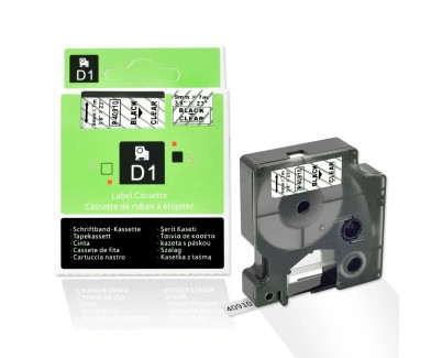 Compatible Dymo D1 40910 Cinta de Etiquetas para Rotuladora - Texto negro sobre fondo transparente - Ancho 9mm x 7 metros - S0720670