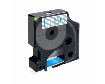 Compatible Dymo D1 45011 Cinta de Etiquetas para Rotuladora - Texto azul sobre fondo transparente - Ancho 12mm x 7 metros - S0720510