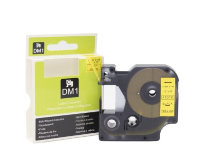 Compatible Dymo D1 45018 Cinta de Etiquetas para Rotuladora - Texto negro sobre fondo amarillo - Ancho 12mm x 7 metros - S0720580