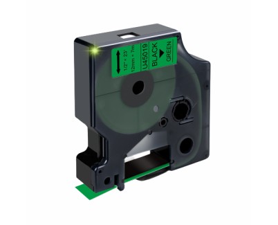 Compatible  Dymo D1 45019 Cinta de Etiquetas para Rotuladora - Texto negro sobre fondo verde - Ancho 12mm x 7 metros - S0720590