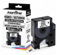 Compatible Dymo D1 45803 Cinta de Etiquetas para Rotuladora - Texto negro sobre fondo blanco - Ancho 19mm x 7 metros - S0720830