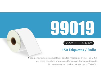 Compatible DYMO LABELWRITER 99019 ETIQUETAS MULTIPROPOSITO GRANDES DE PAPEL TERMICO S0722480
