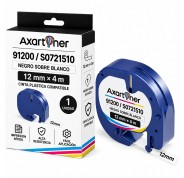 Compatible Dymo LetraTag S0721510 Cinta de Etiquetas para Rotuladora - Texto negro sobre fondo blanco - Ancho 12mm x 4 metros (91200)