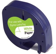 Compatible Dymo LetraTag S0721510 Cinta de Etiquetas para Rotuladora - Texto negro sobre fondo blanco - Ancho 12mm x 4 metros (91200)