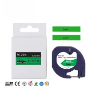 Compatible Dymo LetraTag S0721640 Cinta de Etiquetas para Rotuladora - Texto negro sobre fondo verde - Ancho 12mm x 4 metros (91204)