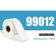 Compatible Dymo LW 99012 Etiquetas de Direccion Grandes Autoadhesivas - 36x89mm - 260 Unidades - Reemplaza S0722400