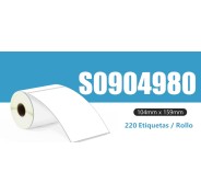 Compatible DYMO S0904980 104mm x 159mm 220 ETIQUETAS TERMICAS BLANCAS
