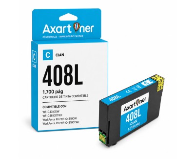 Compatible Epson 408 / 408L XL Cyan Cartucho de Tinta C13T09K24010 para Epson Workforce Pro WF-C4310DW / WF-C4810DTWF