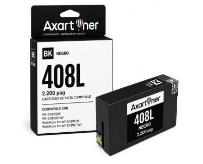 Compatible Epson 408 / 408L XL Negro Cartucho de Tinta C13T09K14010 para Epson Workforce Pro WF-C4310DW / WF-C4810DTWF