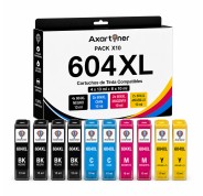Compatible Epson 604XL Pack de 10 Cartuchos de Tinta C13T10H64010 para XP2200, XP2205, XP3200, XP4200, XP4205, WF2910, WF2930, WF2935, WF2950
