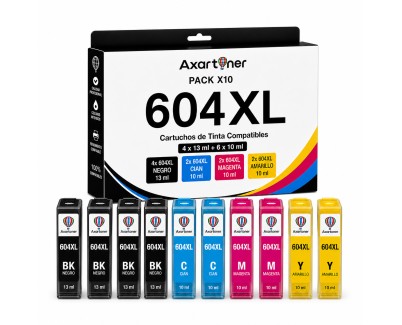 Compatible Epson 604XL Pack de 10 Cartuchos de Tinta C13T10H64010 para XP2200, XP2205, XP3200, XP4200, XP4205, WF2910, WF2930, WF2935, WF2950