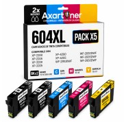 Compatible Epson 604XL Pack de 5 Cartuchos de Tinta C13T10H64010 para XP2200, XP2205, XP3200, XP4200, XP4205, WF2910, WF2930, WF2935, WF2950