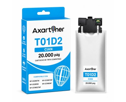 Compatible Epson T01D2 / T01C1 Cyan Cartucho de Tinta Pigmentada C13T01D200 para Epson WorkForce Pro WF-C529, WF-C579