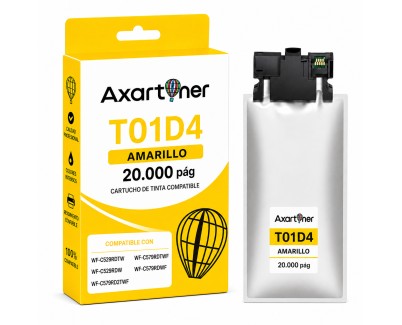 Compatible Epson T01D4 / T01C4 Amarillo Cartucho de Tinta Pigmentada C13T01D400 para Epson WorkForce Pro WF-C529, WF-C579