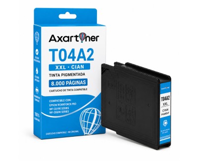 Compatible Epson T04A2 Cyan Cartucho de Tinta Pigmentada C13T04A240 WorkForce Pro WF-C8190, WF-C8690