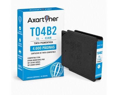 Compatible Epson T04B2 Cyan Cartucho de Tinta Pigmentada C13T04B240 WorkForce Pro WF-C8190, WF-C8610, WF-C8690