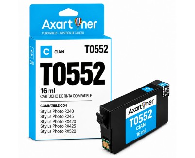Compatible Epson T0552 Cyan Cartucho de Tinta C13T05524010 para Stylus Photo R240, R245, RX420, RX425, RX520