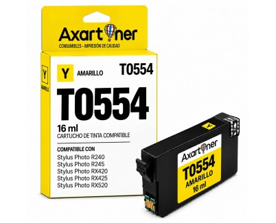 Compatible Epson T0554 Amarillo Cartucho de Tinta C13T05544010 para Stylus Photo R240, R245, RX420, RX425, RX520