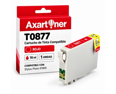 Compatible EPSON T0877 ROJO CARTUCHO DE TINTA C13T08774010 para Stylus Photo R1900