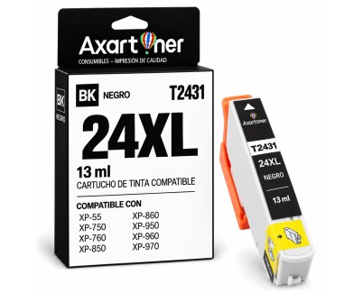 Compatible Epson T2431 / T2421 - 24XL Negro Cartucho de Tinta C13T24314012 / C13T24214012 para Expression Photo XP-55 XP-750 XP-760 XP-850 XP-860 XP-950 XP-960 XP-970