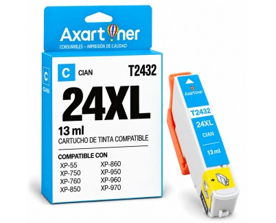 Compatible Epson T2432 / T2422 - 24XL Cyan Cartucho de Tinta C13T24324012 / C13T24224012 para Expression Photo XP-55 XP-750 XP-760 XP-850 XP-860 XP-950 XP-960 XP-970