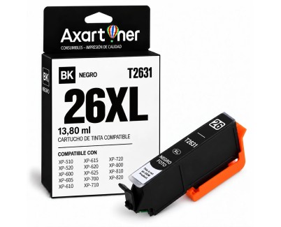 Compatible Epson T2631 / T2611 - 26XL Negro Photo Cartucho de Tinta C13T26314012 / C13T26114012 para Expression Premium XP-510 XP-520 XP-600 XP-605 XP-610 XP-615 XP-620 XP-625 XP-700 XP-710 XP-720 XP-800 XP-810 XP-820