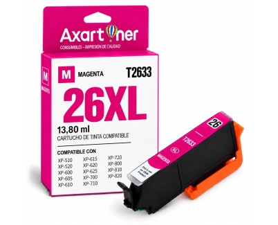 Compatible Epson T2633 / T2613 - 26XL Magenta Cartucho de Tinta C13T26334012 / C13T26134012 para Expression Premium XP-510 XP-520 XP-600 XP-605 XP-610 XP-615 XP-620 XP-625 XP-700 XP-710 XP-720 XP-800 XP-810 XP-820