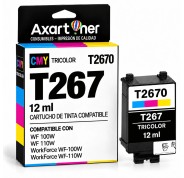 Compatible Epson T267 Color Cartucho de Tinta C13T26704010 para WorkForce WF-100w, WF-110w