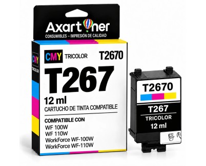 Compatible Epson T267 Color Cartucho de Tinta C13T26704010 para WorkForce WF-100w, WF-110w