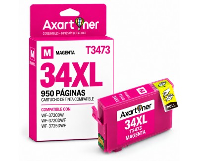 Compatible Epson T3473 / T3463 (34XL) Magenta Cartucho de Tinta C13T34734010 / C13T34634010 para Epson WF3720 / WF3725