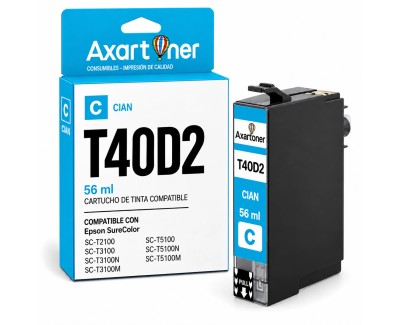 Compatible Epson T40D2 Cyan Cartucho de Tinta Pigmentada C13T40D240 / C13T40C240 SureColor SC-T2100, SC-T3100, SC-T5100