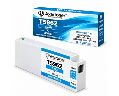 Compatible Epson T5962 Cyan Cartucho de Tinta Pigmentada C13T596200 para Stylus Pro 7700, 7890, 7900, 9700, 9890, 9900, WT7900