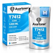 Compatible Epson T7412 Cyan - con chip - Bolsa de Tinta de Sublimacion C13T741200 para SureColor SC-F6000, SC-F6070, SC-F6200, SC-F6270, SC-F7200, SC-F9200