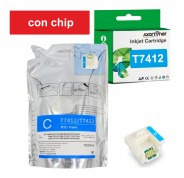 Compatible Epson T7412 Cyan - con chip - Bolsa de Tinta de Sublimacion C13T741200 para SureColor SC-F6000, SC-F6070, SC-F6200, SC-F6270, SC-F7200, SC-F9200