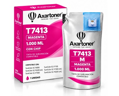Compatible Epson T7413 Magenta - con chip - Bolsa de Tinta de Sublimacion C13T741300 para SureColor SC-F6000, SC-F6070, SC-F6200, SC-F6270, SC-F7200, SC-F9200