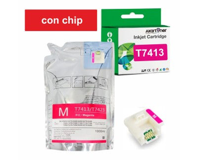 Compatible Epson T7413 Magenta - con chip - Bolsa de Tinta de Sublimacion C13T741300 para SureColor SC-F6000, SC-F6070, SC-F6200, SC-F6270, SC-F7200, SC-F9200