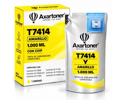 Compatible Epson T7414 Amarillo - con chip - Bolsa de Tinta de Sublimacion C13T741400 para SureColor SC-F6000, SC-F6070, SC-F6200, SC-F6270, SC-F7200, SC-F9200