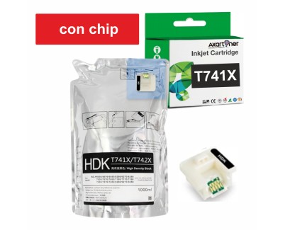 Compatible Epson T741X Negro de Alta Densidad - con chip - Bolsa de Tinta de Sublimacion C13T741X00 para SureColor SC-F6000, SC-F6070, SC-F6200, SC-F6270, SC-F7200, SC-F9200