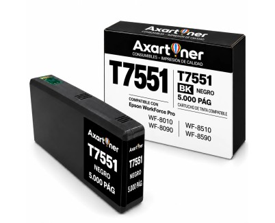 Compatible Epson T7551 / T7561 Negro Cartucho de Tinta Pigmentada C13T756140 / C13T755140 para WorkForce Pro WF-8010, WF-8090, WF-8510, WF-8590