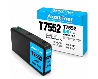 Compatible Epson T7552 / T7562 Cyan Cartucho de Tinta Pigmentada C13T756240 / C13T755240 para WorkForce Pro WF-8010, WF-8090, WF-8510, WF-8590