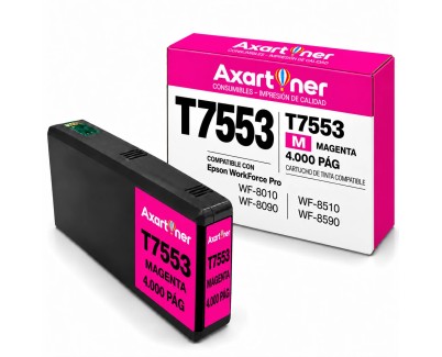 Compatible Epson T7553 / T7563 Magenta Cartucho de Tinta Pigmentada C13T756340 / C13T755340 para WorkForce Pro WF-8010, WF-8090, WF-8510, WF-8590