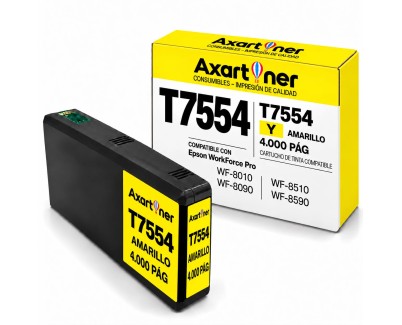 Compatible Epson T7554 / T7564 Amarillo Cartucho de Tinta Pigmentada C13T756440 / C13T755440 para WorkForce Pro WF-8010, WF-8090, WF-8510, WF-8590