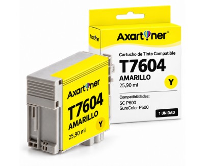 Compatible Epson T7604 Amarillo Cartucho de Tinta Pigmentada C13T76044010 para Epson SureColor SC-P600