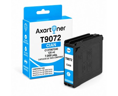 Compatible EPSON T9072 Cyan C13T907240 Cartucho de Tinta Pigmentada para WorkForce WF-6090, WF-6590