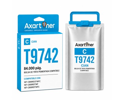 Compatible Epson T9742 Cyan Cartucho de Tinta Pigmentada C13T974200 para Epson WorkForce Pro WF-C869