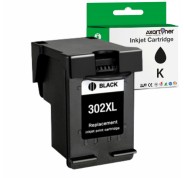 Compatible HP 302XL Negro Cartucho de Tinta F6U66AE / F6U68AE (muestra nivel de tinta)