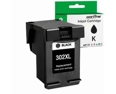 Compatible HP 302XL Negro Cartucho de Tinta F6U66AE / F6U68AE (muestra nivel de tinta)