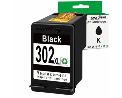 Compatible HP 302XL Negro Cartucho de Tinta F6U66AE / F6U68AE (muestra nivel de tinta)